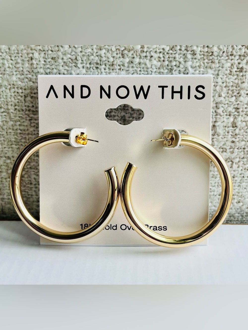 And Now This Medium Tube C Hoop Earring in 18K Gold Plate